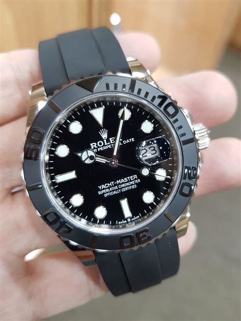 rolex yacht master steel ceramic bezel black dial rubber price|rolex yacht master oyster steel.